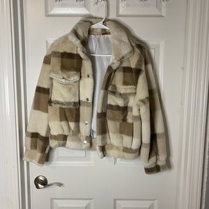 Furry brown jacket size SMALL/XS